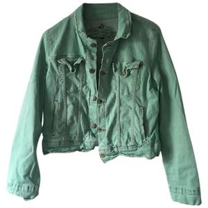 Free People (x MF 2) mint denim jacket small